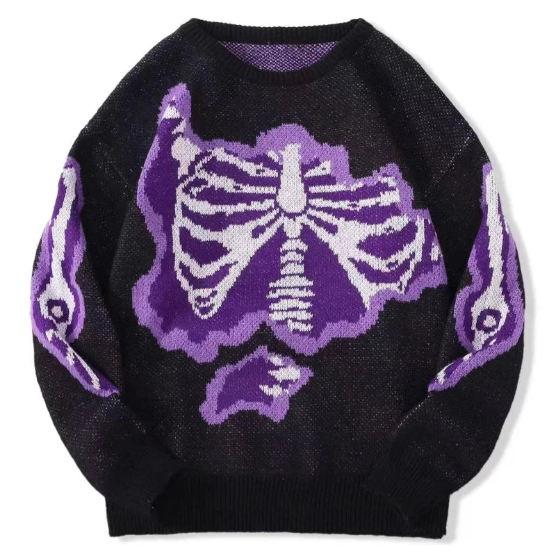 Retro Strickpullover mit Totenkopf-Motiv – Lässiger Herrenpullover für Frühling & Herbst