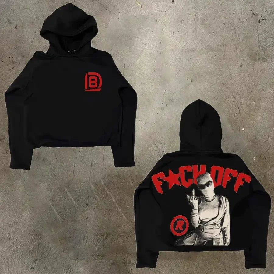 Unisex Hip Hop Gothic Hoodie – Y2K Harajuku Style mit Cartoon-Print