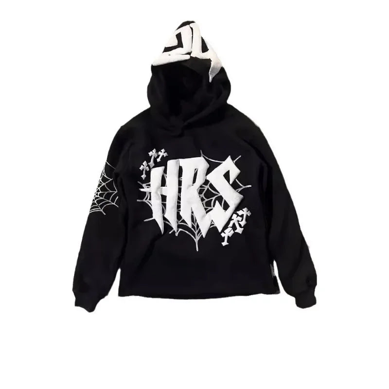 High Street Hip-Hop Gothic Hoodie – Oversize Sweatshirt mit individuellem Buchstaben-Schaumdruck
