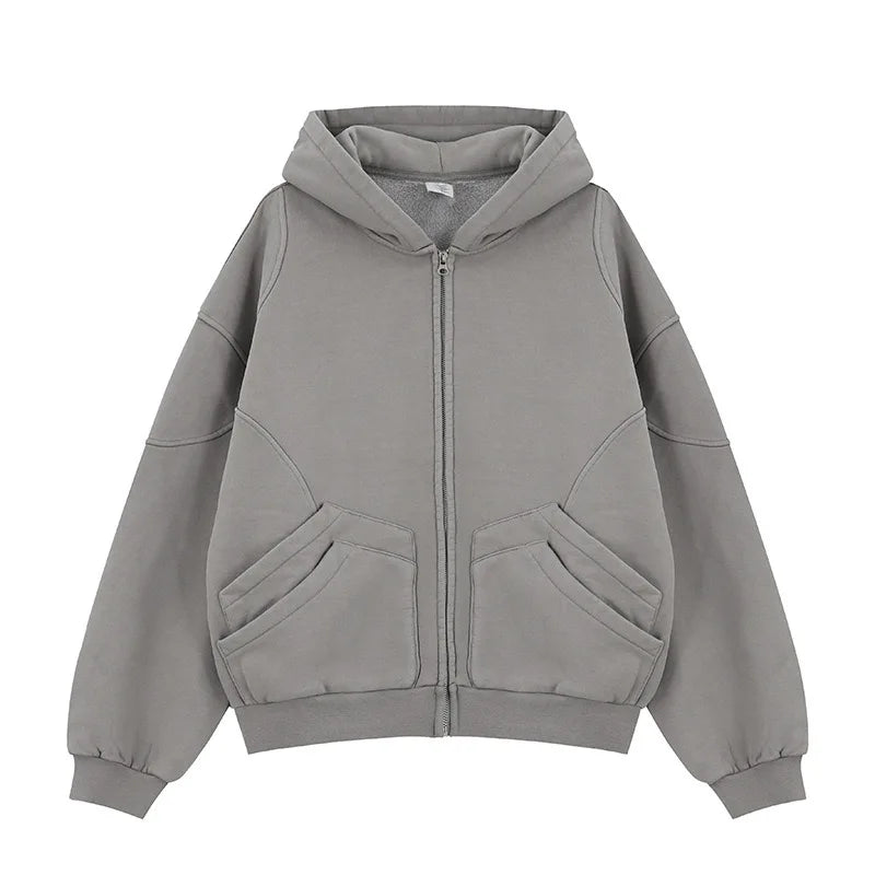 2024 Neuer Reißverschluss Fleece Hoodie – Perfekt für den Frühling Herbst und Sommer