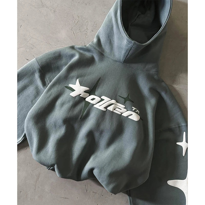 Hip Hop Street Couple Sweatshirt – Foam Print Kapuzenpullover – Lockerer Casual Hoodie – Unisex Mode für Männer und Frauen