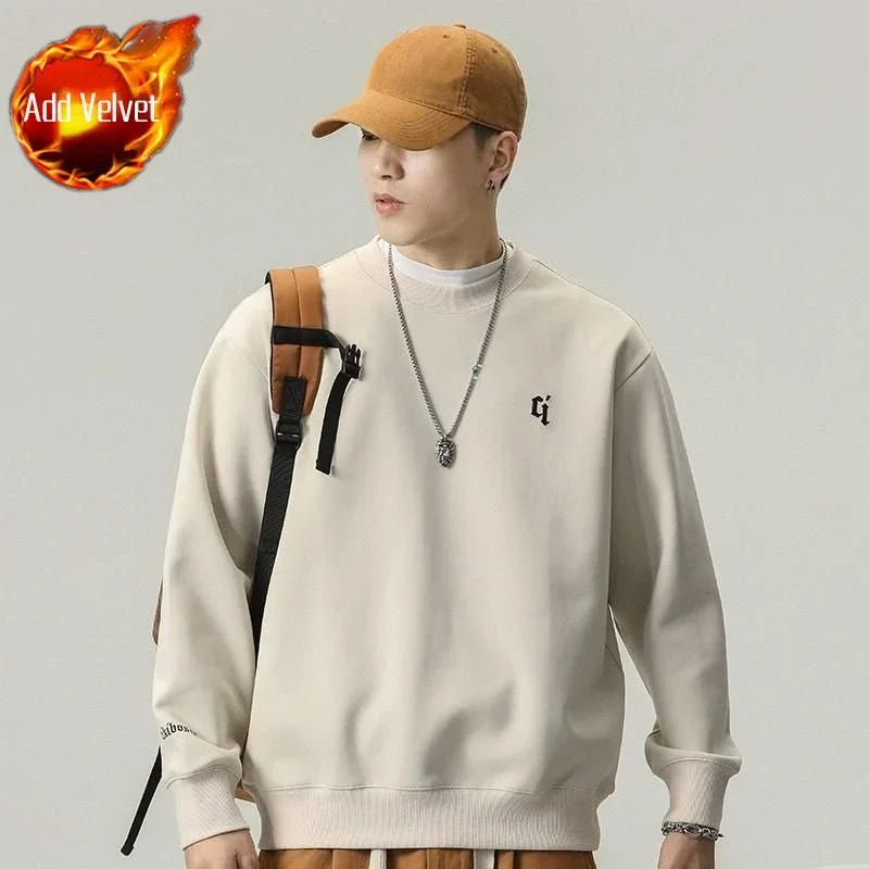 Herren Pullover Sweatshirt – Rundhals, Ohne Kapuze, Schwarzes Letter-Design, Oversize,