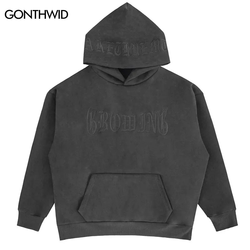 Vintage Wildleder-Hoodie Sweatshirt – Streetwear Hip Hop mit Stickerei, Harajuku Punk Gothic Kapuzenpullover