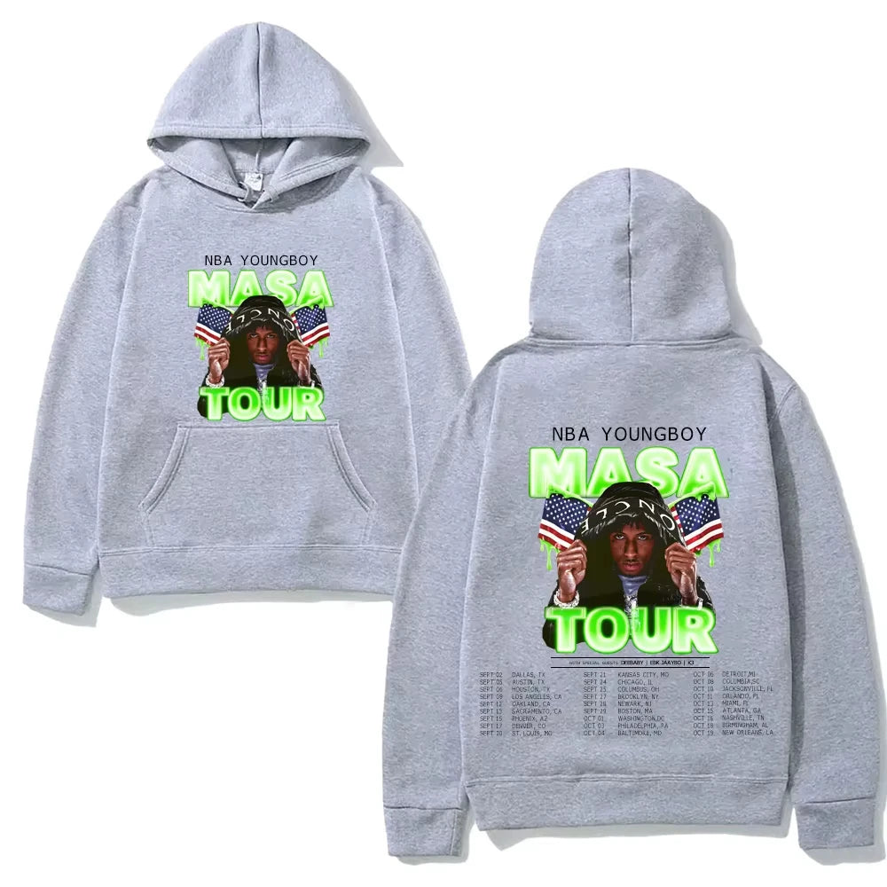 YoungBoy Never Broke Again TOUR 2025 – Gothic Retro Fleece Sweatshirt mit Print | Manga Style Hoodie für Herbst & Winter