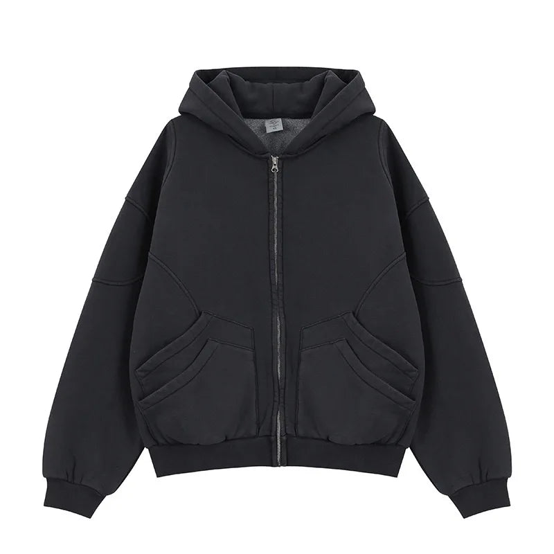 2024 Neuer Reißverschluss Fleece Hoodie – Perfekt für den Frühling Herbst und Sommer