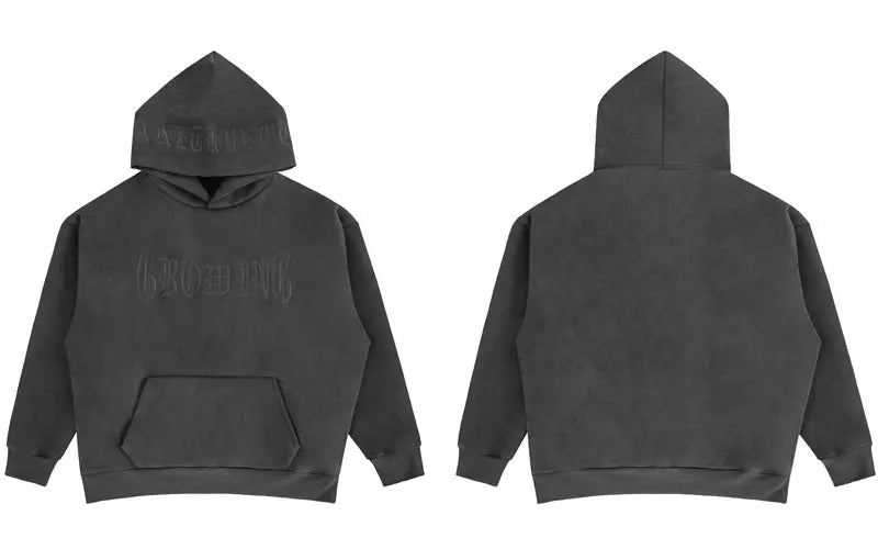 Vintage Wildleder-Hoodie Sweatshirt – Streetwear Hip Hop mit Stickerei, Harajuku Punk Gothic Kapuzenpullover