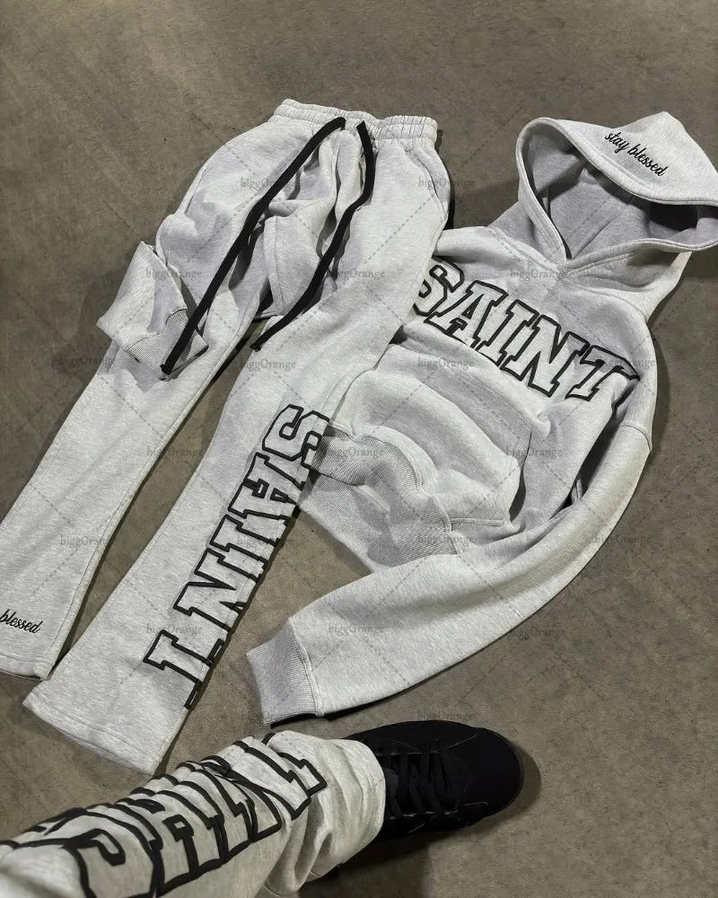 🖤 High Street Retro Style 2-teiliges Set – Hoodie & Jogginghose 🖤
