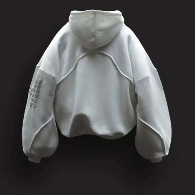 HKSH Herren Hoodie – Nischen-Design mit Schaumdruck, Weißer Kapuzenpullover für Frühjahr & Herbst, Streetwear