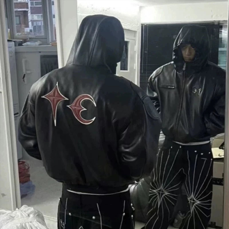 Thug Club Leder-Baumwolljacke mit Kapuze – High Street Vintage Style für Herren & Damen