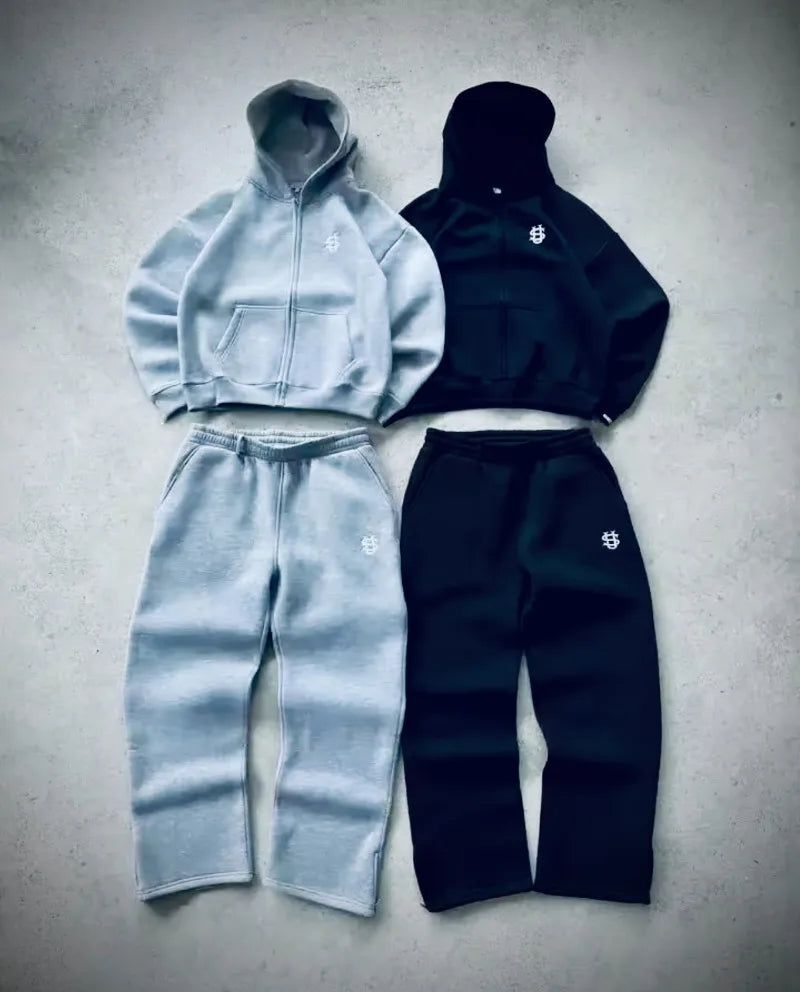 2025 Neu: Letter Embroidery Zipper Casual Men Suit - Y2K Herren Harajuku Fashion Hoodie & Retro Sweatpants für Paare
