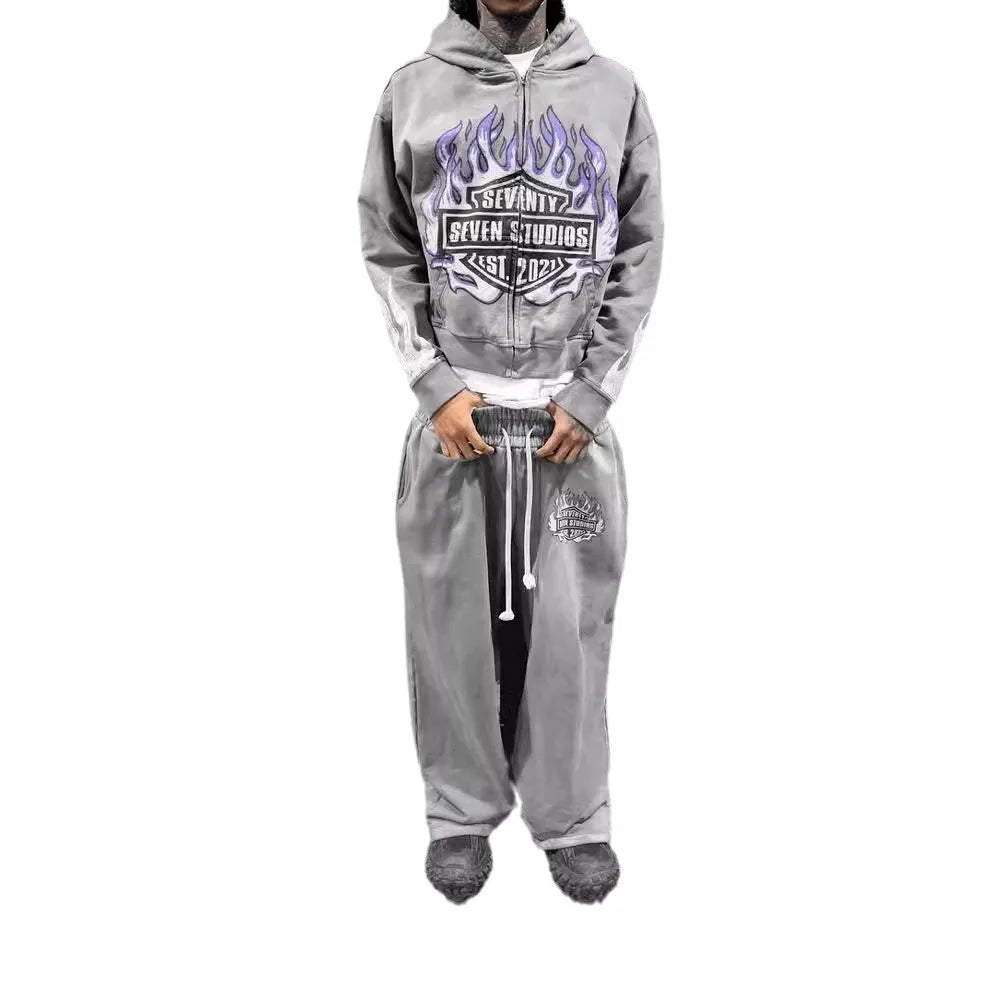 2024 Y2K Zip-Up Hoodie mit Letter-Print – Cyber Streetwear für Damen & Herren