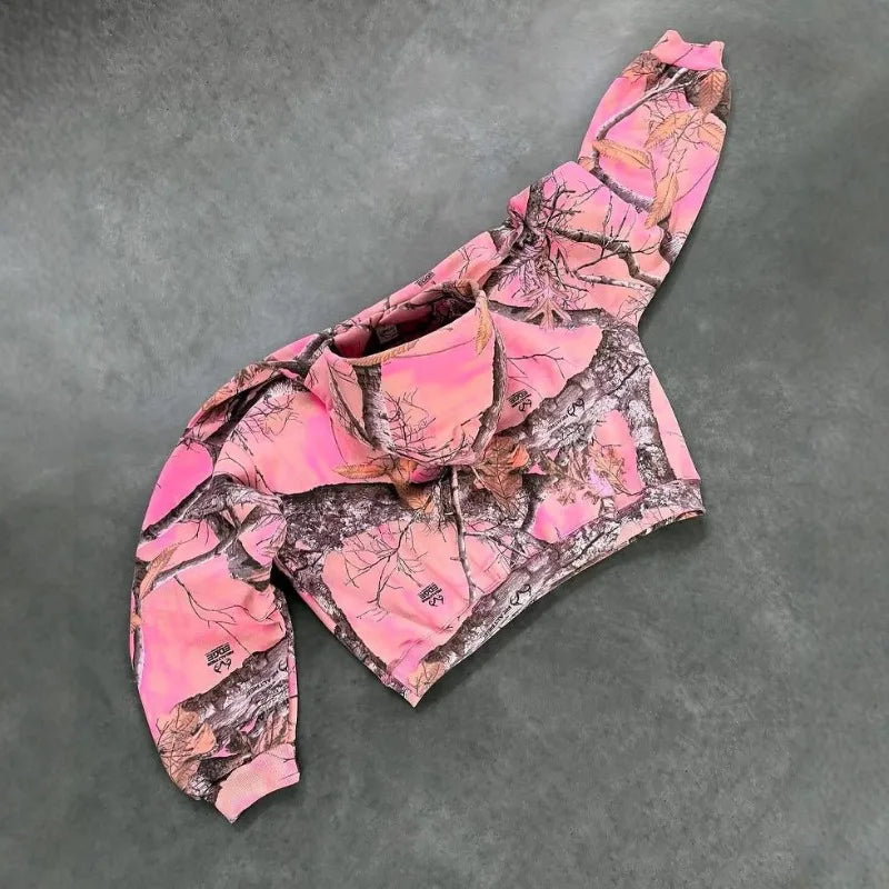 Y2K Camouflage Hoodie – Harajuku Streetwear für Damen & Herren | Hip-Hop Pullover im Retro-Stil