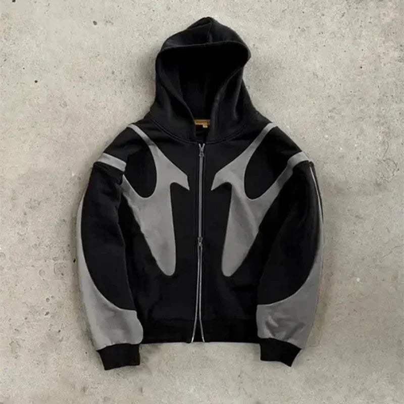 Retro "Devil Print" Zip-Hoodie – American Y2K Harajuku Style