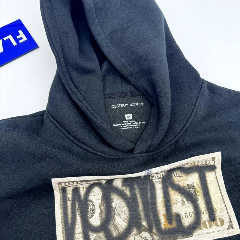 PLAYBOI CARTI x Destroy Lonely Hoodie – „100 Dollar Bill“ Edition | Velvet Cotton | Streetwear Pullover 2023