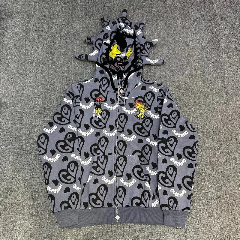 Unisex Glo Gang Zip-Hoodie – Streetstyle mit Cartoon-Print