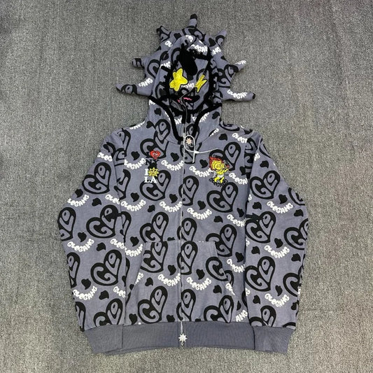 Unisex Glo Gang Zip-Hoodie – Streetstyle mit Cartoon-Print