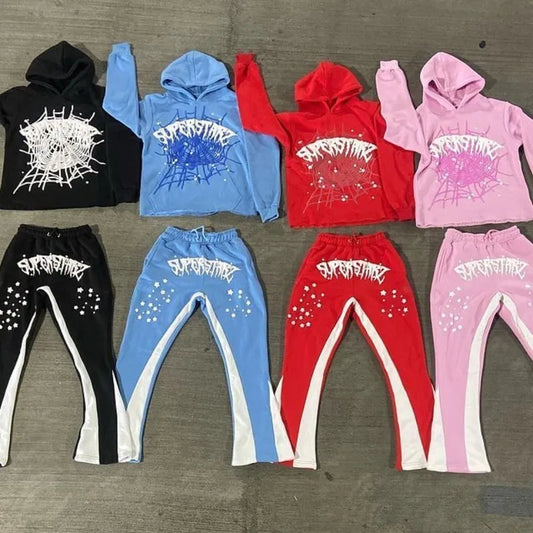 Spider Letter Print Hoodie – Y2K Unisex Pullover mit Kapuze & Fleecefutter