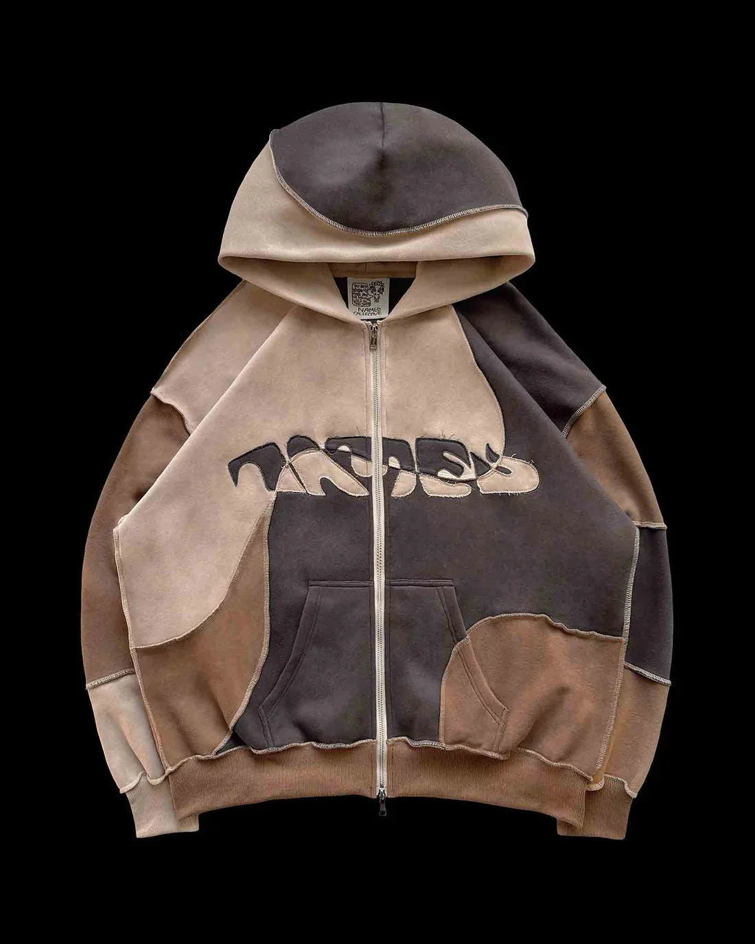 🧥 2-teiliges Streetwear-Set – Patchwork Zipper Hoodie & Jogginghose (Unisex)