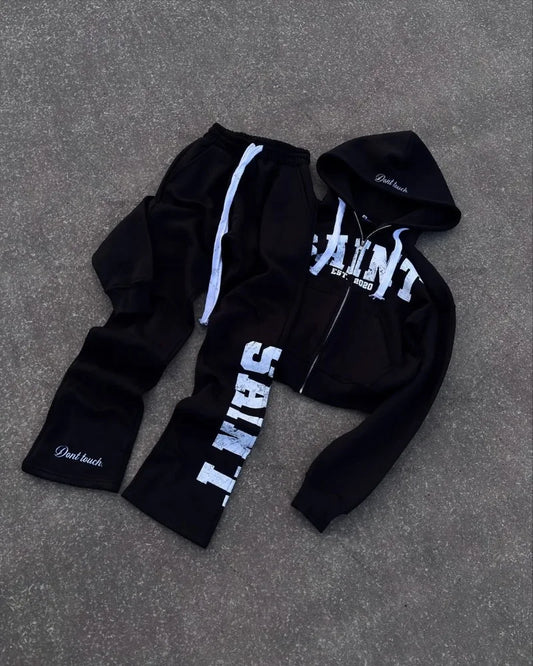 🖤 High Street Retro Style 2-teiliges Set – Hoodie & Jogginghose 🖤
