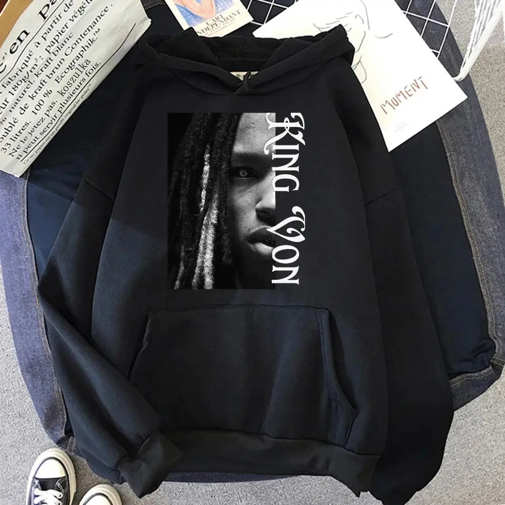 K-King Von Hoodie – Unisex Hip-Hop Pullover mit Plüschfutter | Herbst & Winter Streetwear