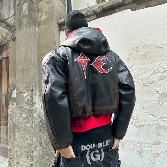 Thug Club Leder-Baumwolljacke mit Kapuze – High Street Vintage Style für Herren & Damen