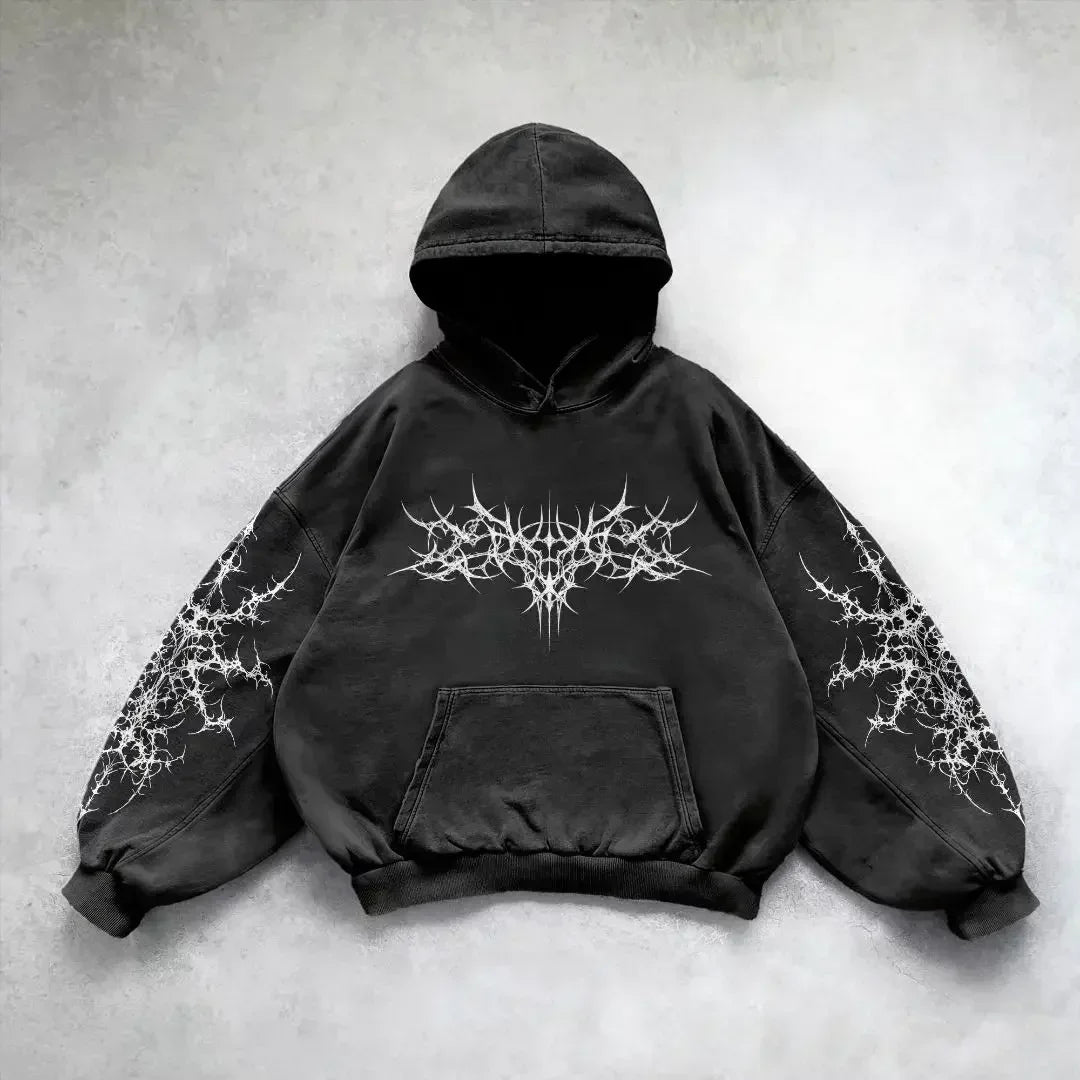 2025 Retro Y2K Hip Hop Fashion Zipper Hoodie – Langarm Streetwear Hoodie mit Druck für Männer