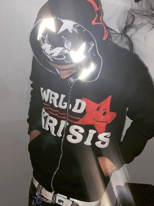 BIG PROMOTION Y2K Europäisches und Amerikanisches Retro Unisex Hoodie mit Star Print – Gothic Herbst/Winter Zipper Hoodie