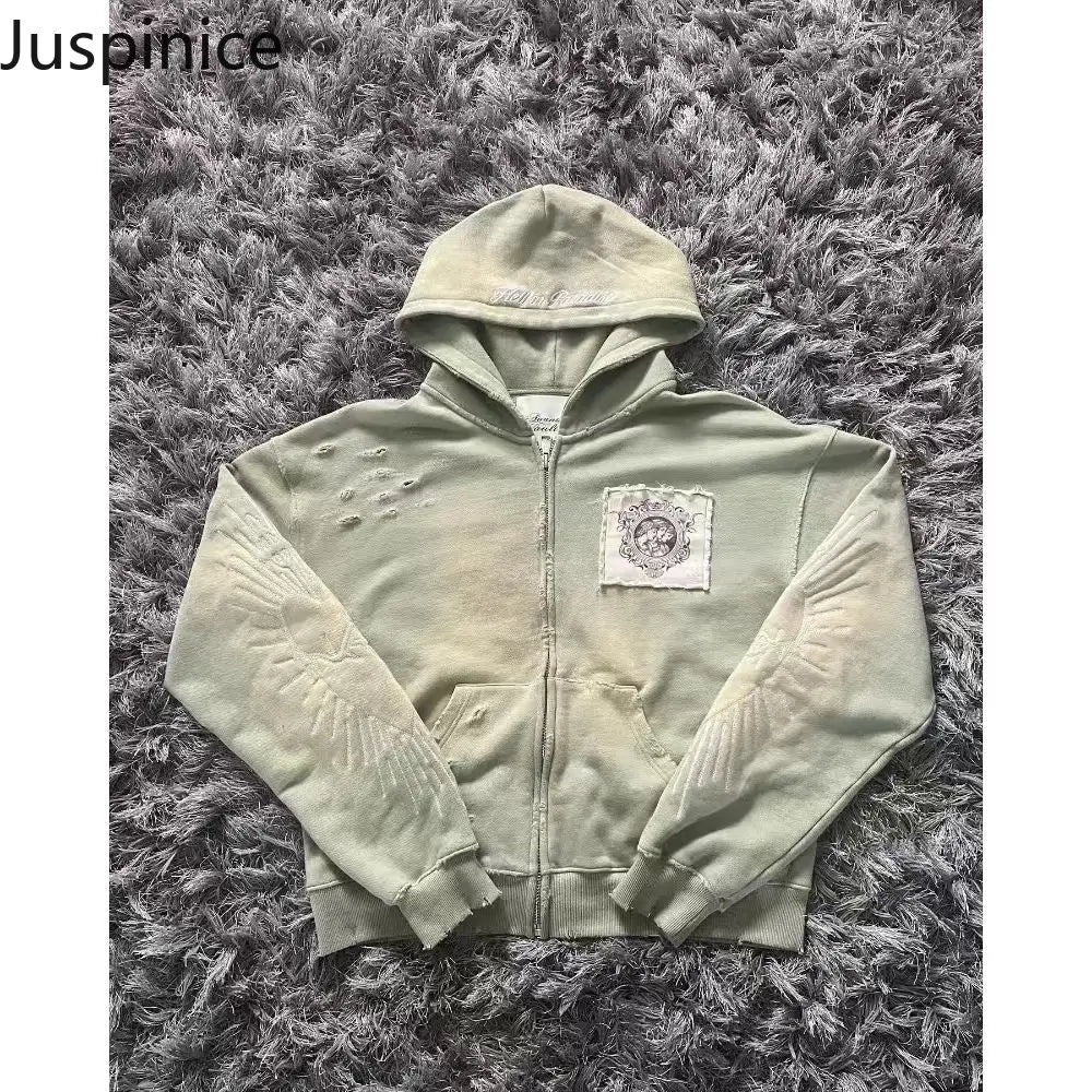 🧢 Juspinice Korean Style Zip-Hoodie – Sommerliche Streetwear mit Print
