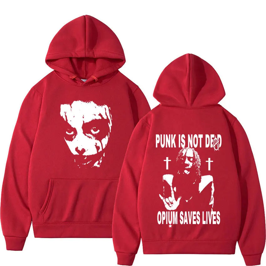 Playboi Carti Hoodie – „Punk Is Not Ded / Opium Saves Lives“ Kapuzenpullover | Streetwear Sweatshirt für Männer & Frauen | Hip-Hop Mode