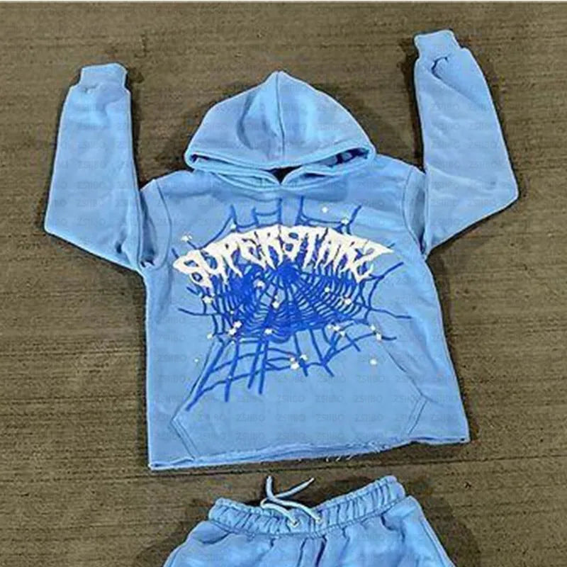 Spider Letter Print Hoodie – Y2K Unisex Pullover mit Kapuze & Fleecefutter
