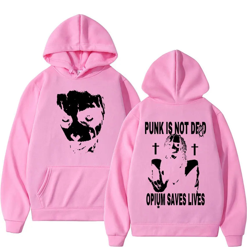 Playboi Carti Hoodie – „Punk Is Not Ded / Opium Saves Lives“ Kapuzenpullover | Streetwear Sweatshirt für Männer & Frauen | Hip-Hop Mode