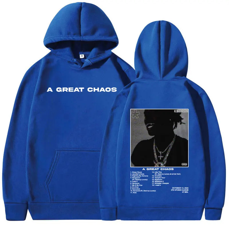 Rapper Ken Carson Hoodie – „A Great Chaos“ Album Kapuzenpullover | Unisex Streetwear Sweatshirt | Oversized Harajuku Style für Männer & Frauen