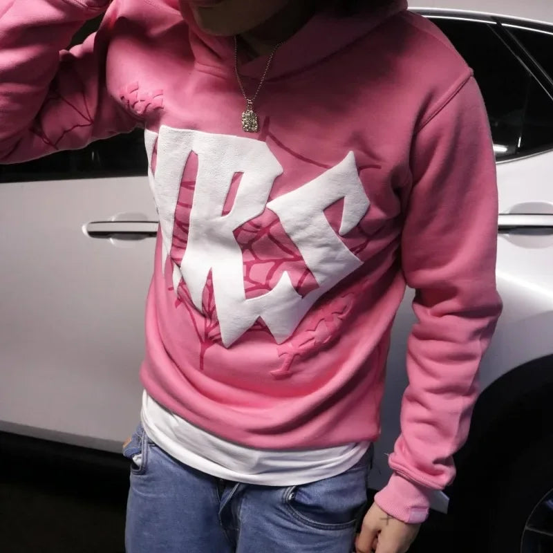 High Street Hip-Hop Gothic Hoodie – Oversize Sweatshirt mit individuellem Buchstaben-Schaumdruck