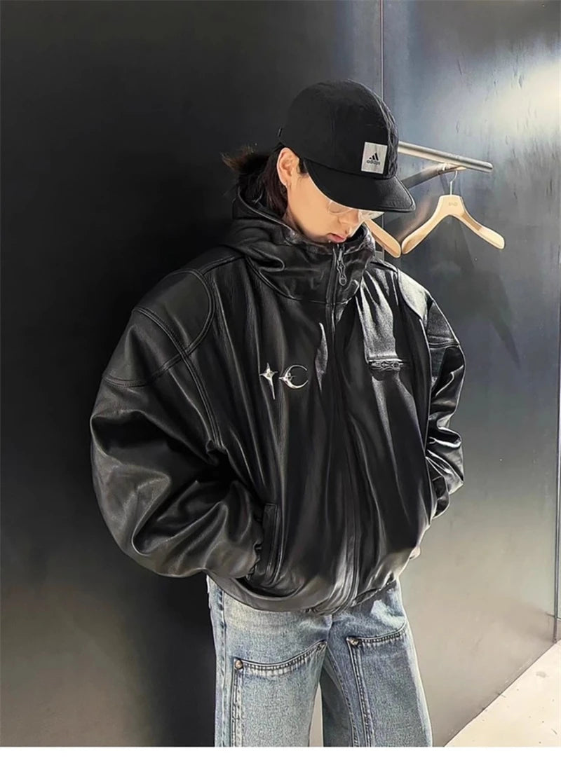 Thug Club Leder-Baumwolljacke mit Kapuze – High Street Vintage Style für Herren & Damen