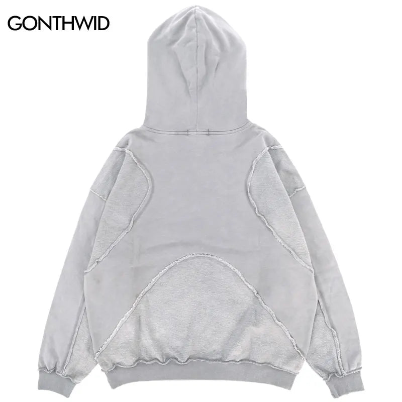 Vintage Hoodie – Streetwear Hip Hop mit Stickerei, Washed Pullover, Harajuku Punk Goth Baumwoll-Hoodie für Herren