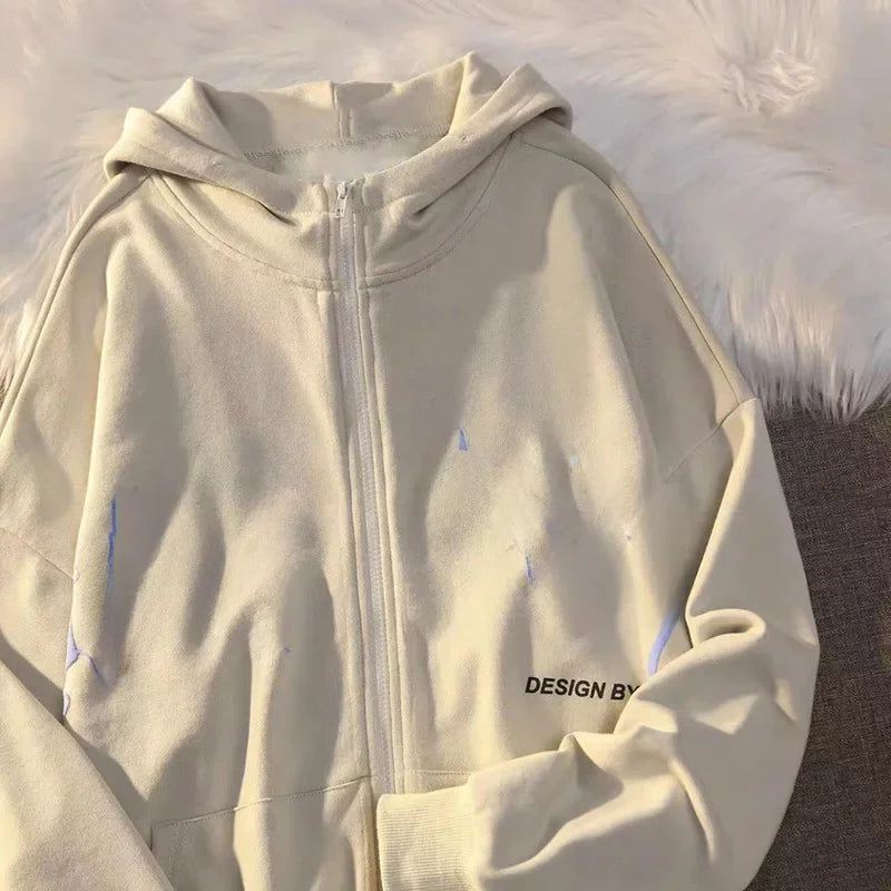Y2K Harajuku Hoodie – Unisex Kapuzenpullover mit Reißverschluss im angesagten Streetwear-Look