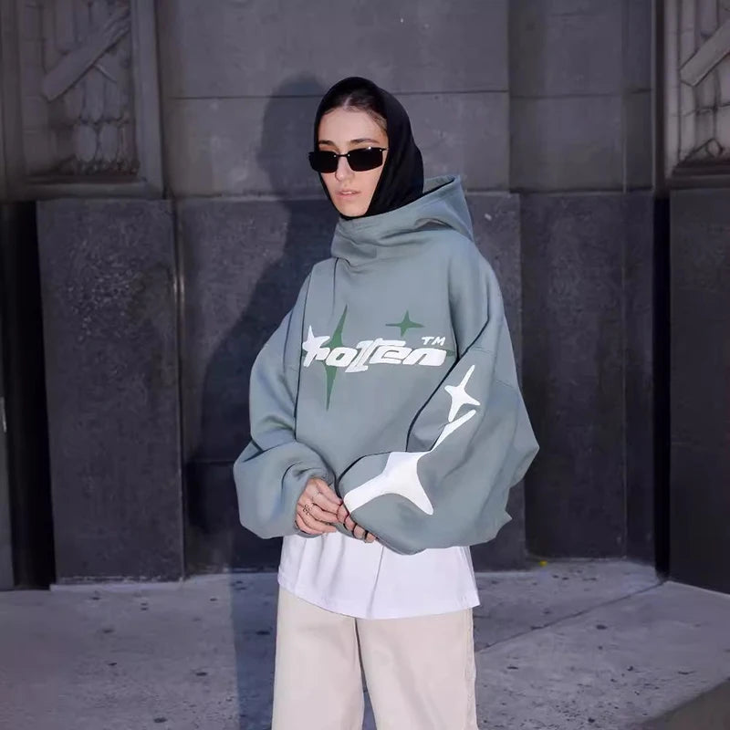 Hip Hop Street Couple Sweatshirt – Foam Print Kapuzenpullover – Lockerer Casual Hoodie – Unisex Mode für Männer und Frauen