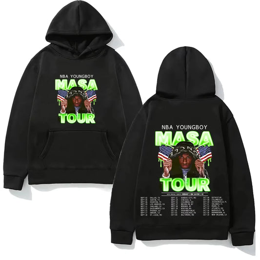 YoungBoy Never Broke Again TOUR 2025 – Gothic Retro Fleece Sweatshirt mit Print | Manga Style Hoodie für Herbst & Winter