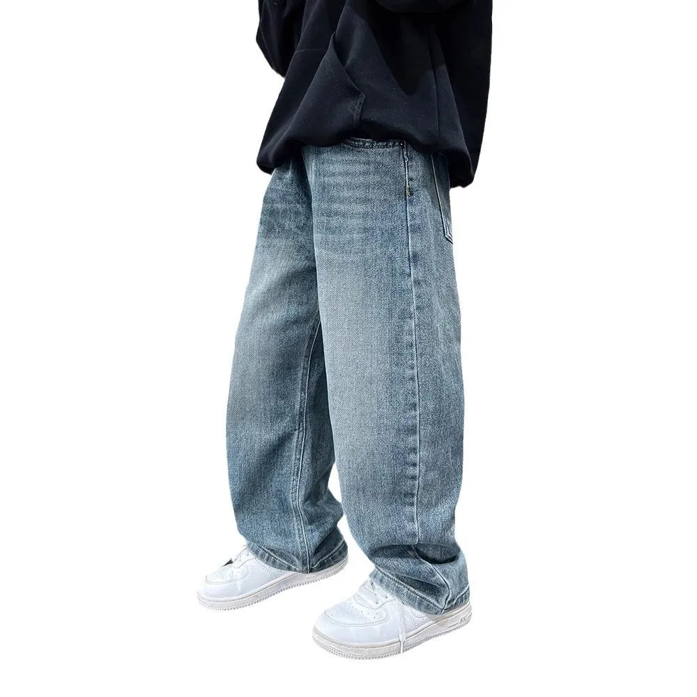 Frühlings-Jeans für Jungen – Weit geschnittene, gerade Kinderhosen | Bequeme Freizeithose | Trendige Sweatpants