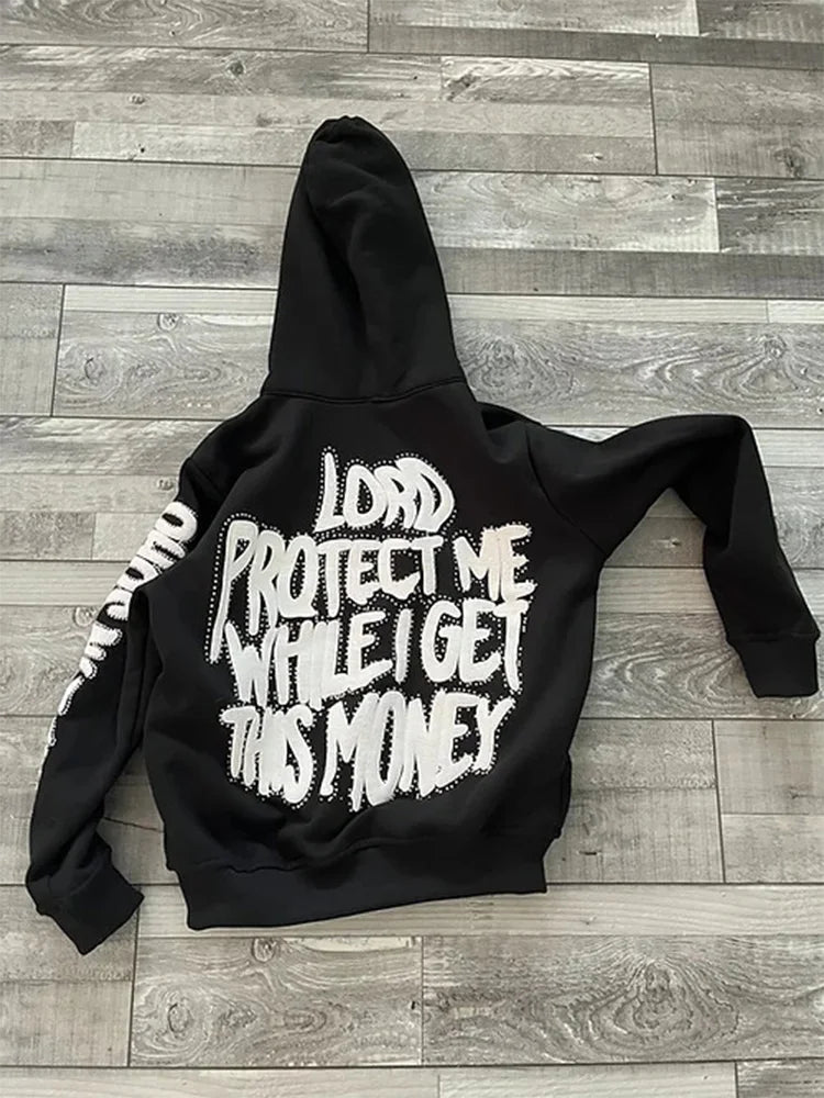 Y2K Hip Hop Zipper Hoodie 2025 – Retro Streetwear mit Letter-Print