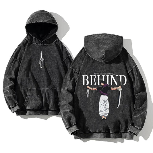 Vintage „Jujutsu Kaisen“ Hoodie – Acid Washed Anime Streetwear für Männer & Frauen