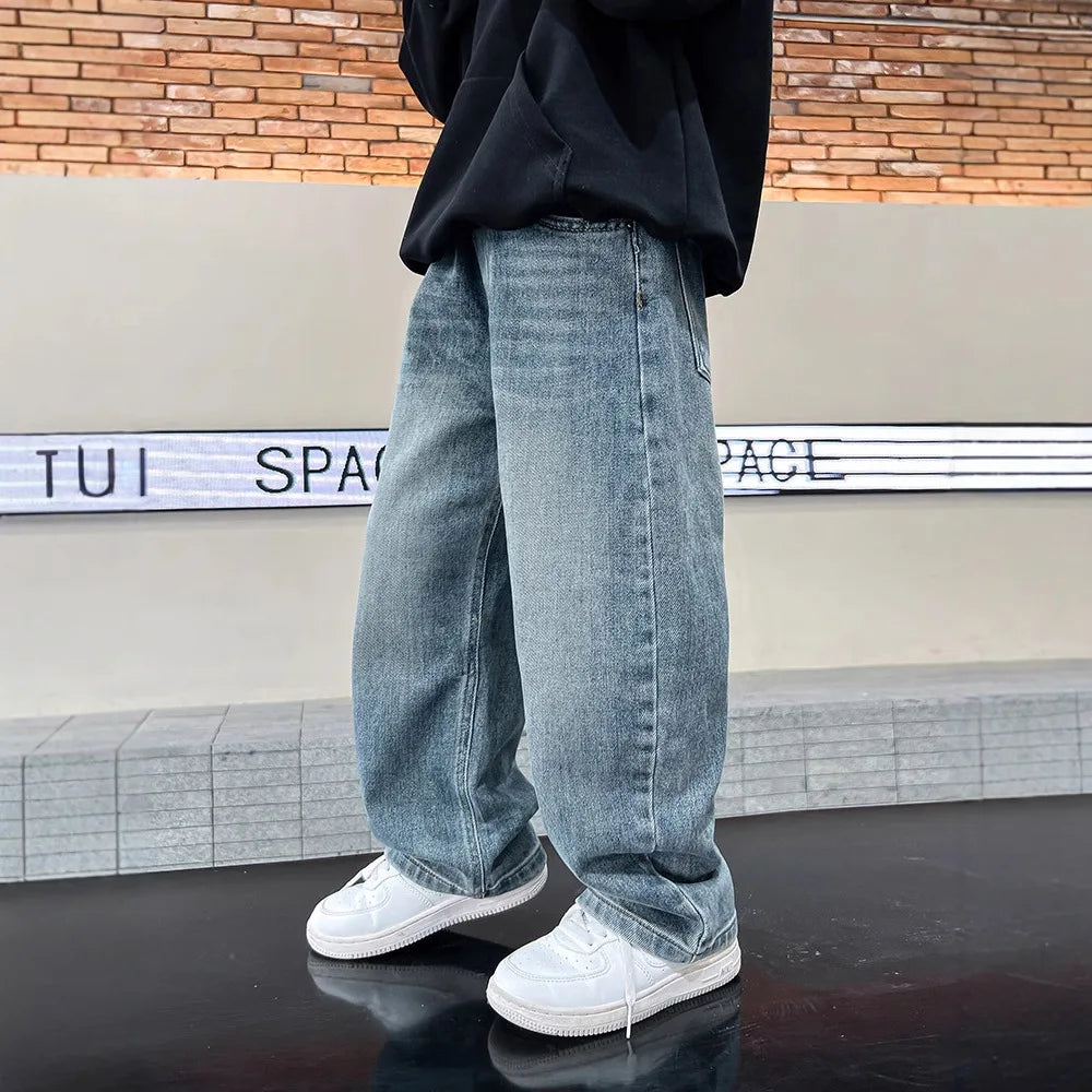 Frühlings-Jeans für Jungen – Weit geschnittene, gerade Kinderhosen | Bequeme Freizeithose | Trendige Sweatpants