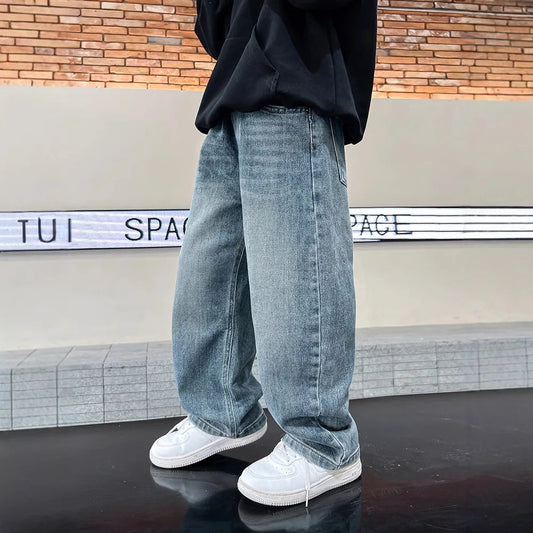 Frühlings-Jeans für Jungen – Weit geschnittene, gerade Kinderhosen | Bequeme Freizeithose | Trendige Sweatpants