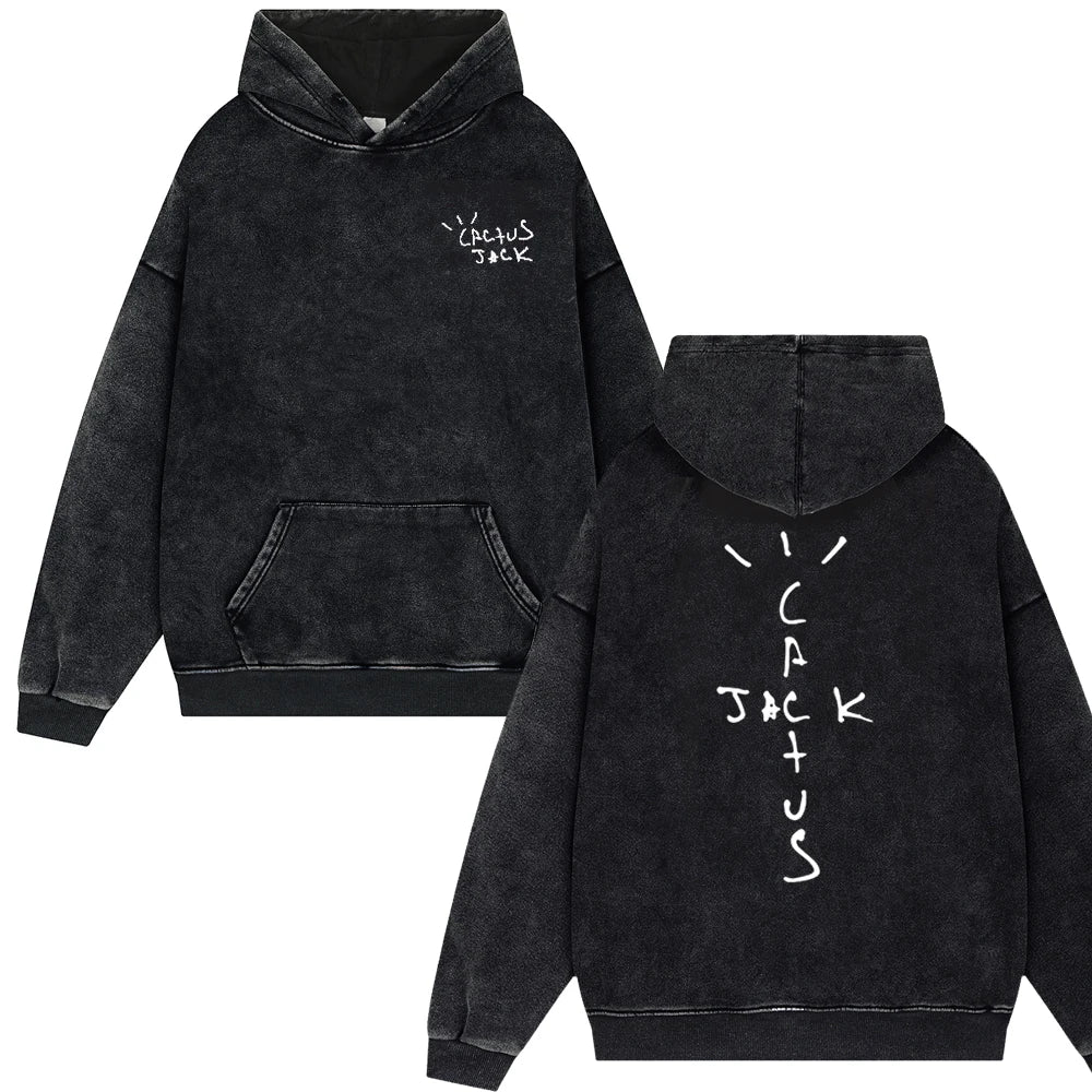 2025 Streetwear Travis Look "Mom I Can Fly" Vintage Washed Hoodies – Unisex Oversized Pullover für Männer und Frauen