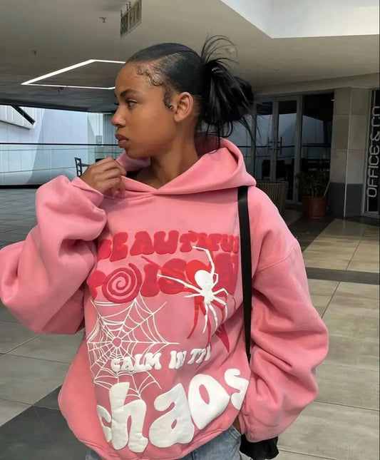 Y2K Plus Size Hoodie für Frauen – Harajuku Sweatshirt, Lange Hose, Hip Hop Punk, Langarm, mit Taschen, Streetwear