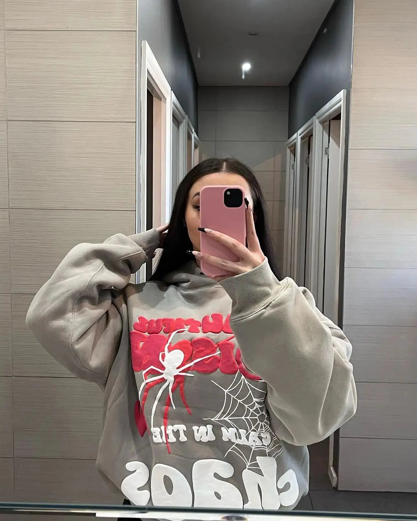 Y2K Plus Size Hoodie für Frauen – Harajuku Sweatshirt, Lange Hose, Hip Hop Punk, Langarm, mit Taschen, Streetwear
