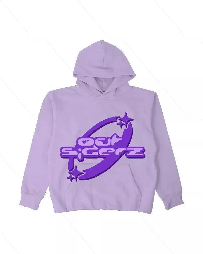 Oversized Zip-up Hoodie – Streetwear Spring Y2K Goth Punk mit Sternen-Print – Trendy Dünnes Material, Full-Face Hoodie