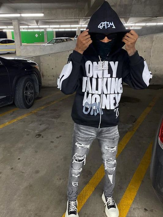 🔥 BIG PROMOTION – Y2K Zipper Hoodie mit Spinnennetz-Print | Harajuku Gothic Streetwear für Herbst & Winter (Unisex)