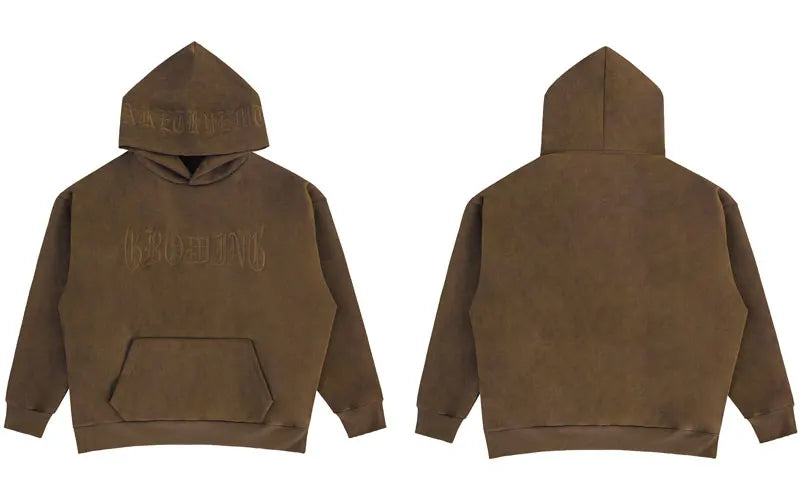 Vintage Wildleder-Hoodie Sweatshirt – Streetwear Hip Hop mit Stickerei, Harajuku Punk Gothic Kapuzenpullover