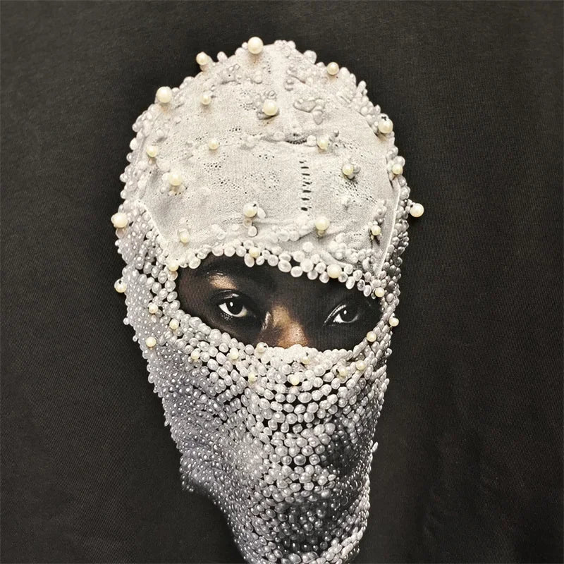 Herren Hoodie „IH NOM UH NIT“ Pearl Mask – Lockerer, Schwarzer Casual Sweatshirt